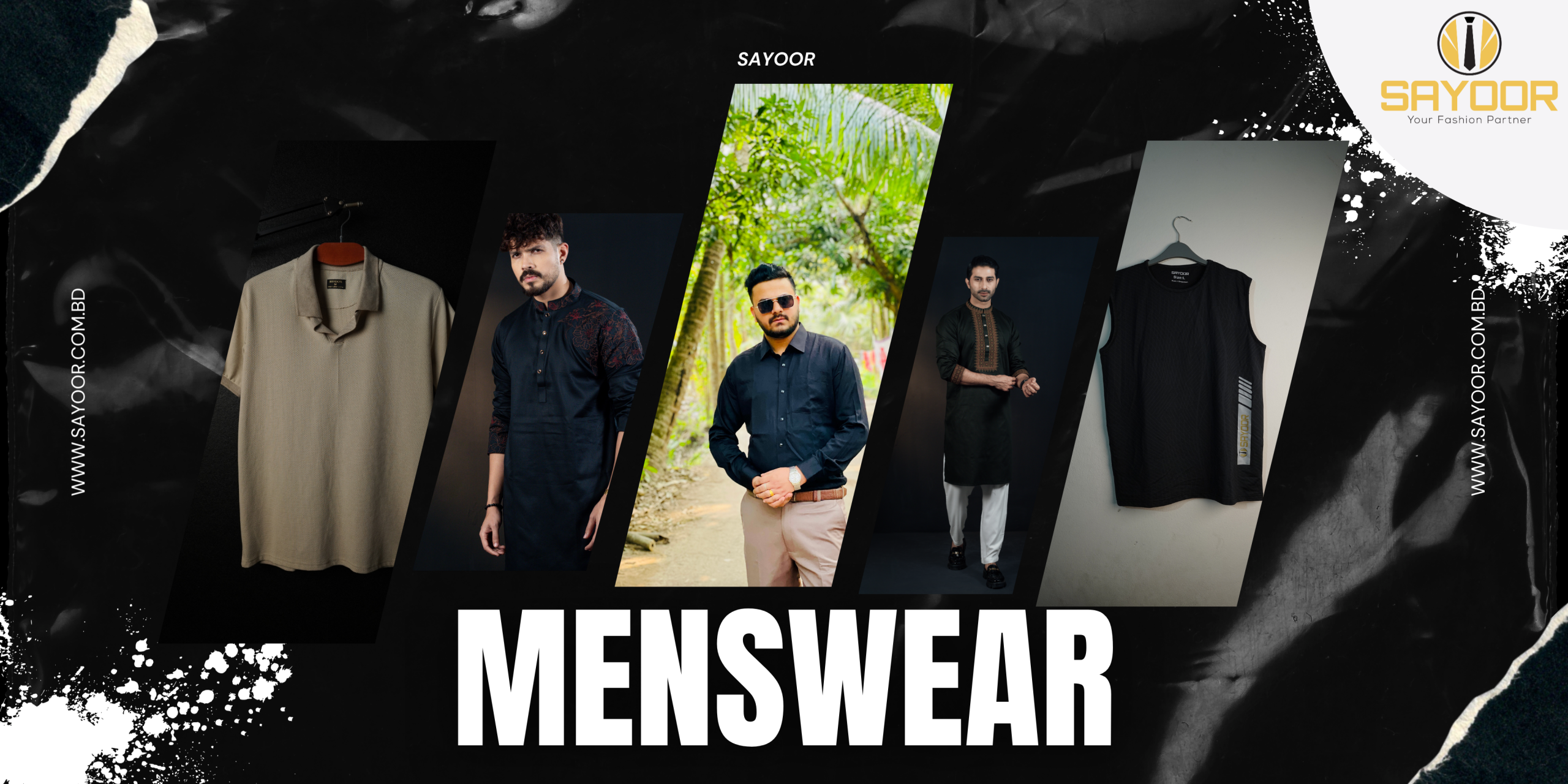 Black and White Modern Grunge Plastic Texture Streetwear Landscape Banner