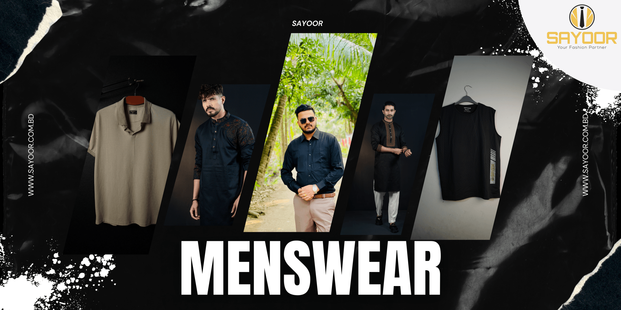 Black and White Modern Grunge Plastic Texture Streetwear Landscape Banner