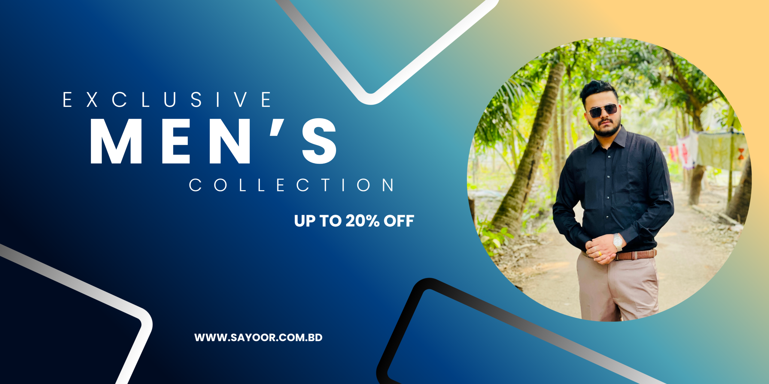 Black and White Vintage Illustration Men's Fashion Banner (1)