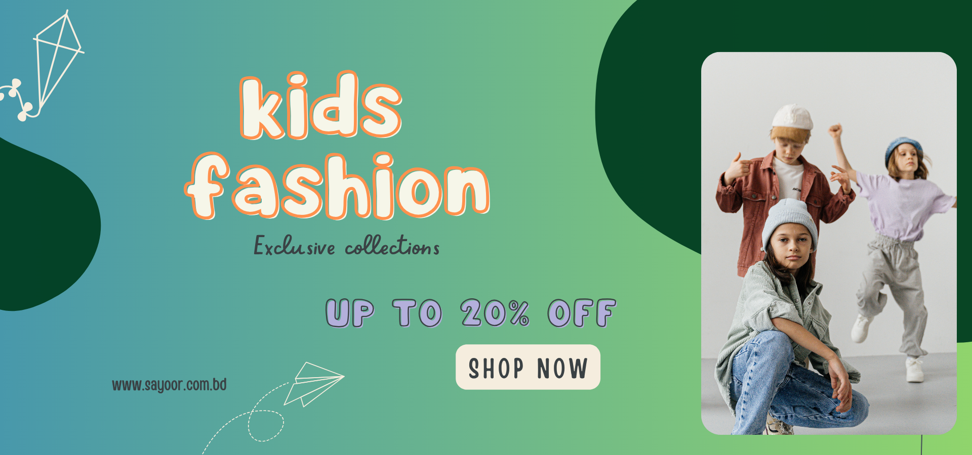 Lilac Childish Kids Fashion Store Banner