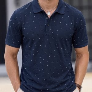 SAYOOR Premium All-over star Printed Polo Shirt