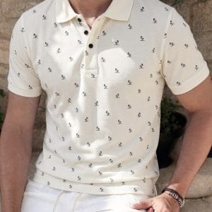 SAYOOR Premium All-Over Birds Printed Polo Shirt