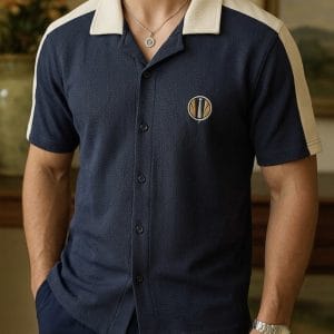 SAYOOR Premium Dual-Tone Knit Cuban Shirt