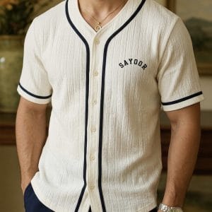 SAYOOR Premium Half Sleeve Knitted V Neck Shirt
