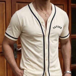 SAYOOR Premium Half Sleeve Knitted V Neck Shirt