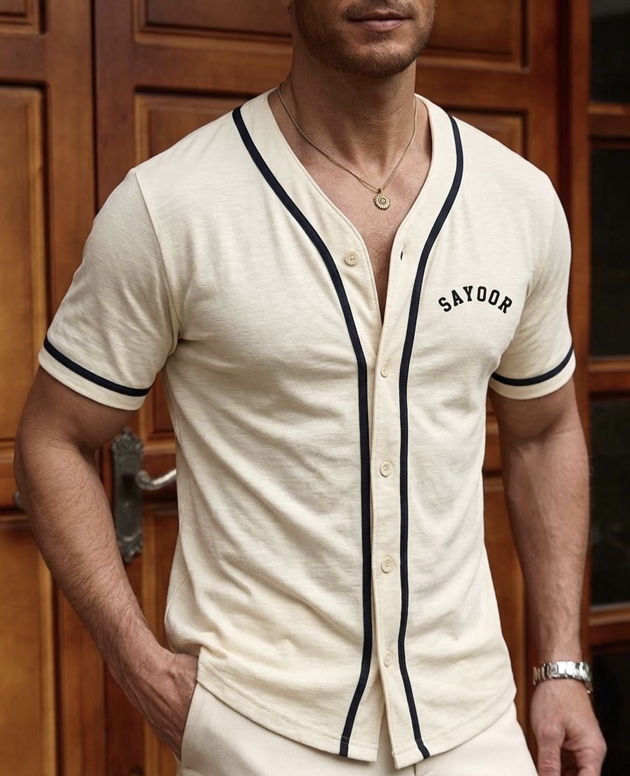 SAYOOR Premium Kint VNeck Shirt Cream