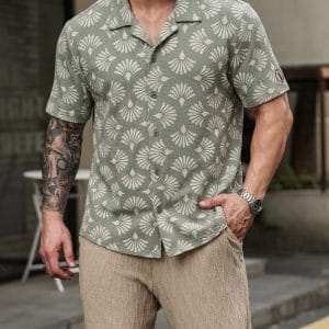 SAYOOR Premium Half Sleeve Printed Knit Cuban Shirt