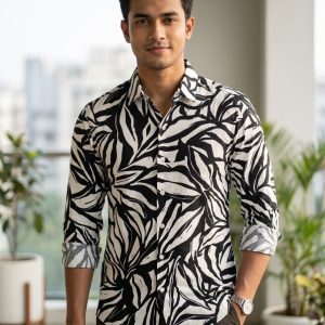 Premium Printed Linen Long Sleeve Shirt for Men