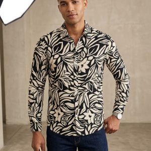 Premium Printed Linen Long Sleeve Shirt for Men