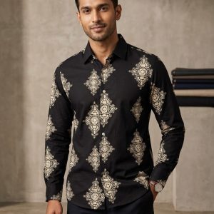 Premium Printed Linen Long Sleeve Shirt for Men