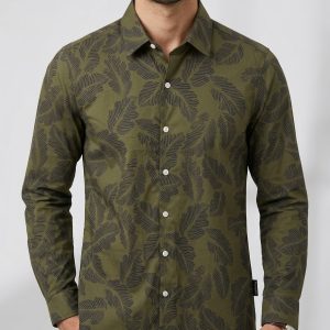 Premium Leaf Printed Pure Cotton Full Sleeve Shirt for Men